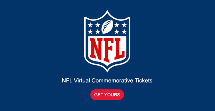 The NFL logo alongside the text of "NFL Virtual Commemorative Ticket"