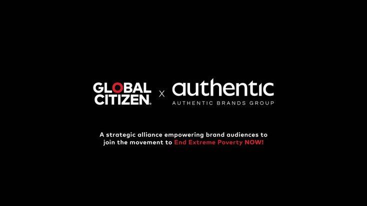 Promotional image for the Global Citizen and Authentic Brands Group partnership.