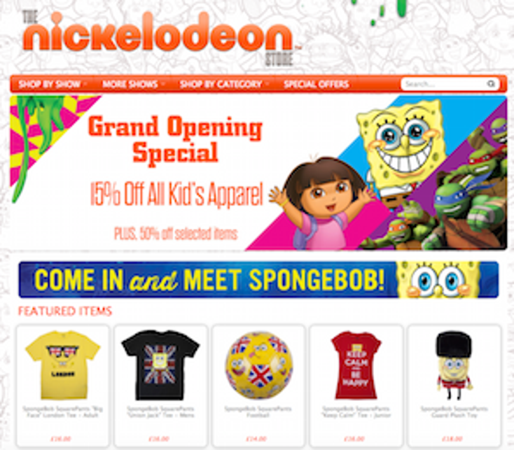 Nickelodeon Opens U.K. E-Store Nickelodeon Opens U.K. E-Store