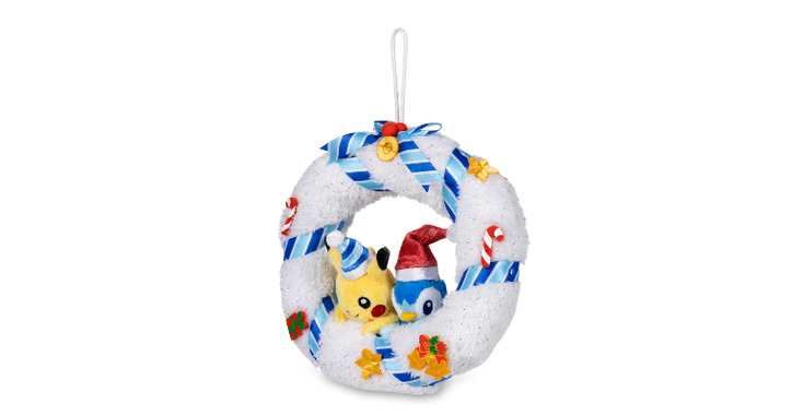 The Pikachu & Piplup Pokémon Undersea Holiday Wreath Plush The Pikachu & Piplup Pokémon Undersea Holiday Wreath Plush