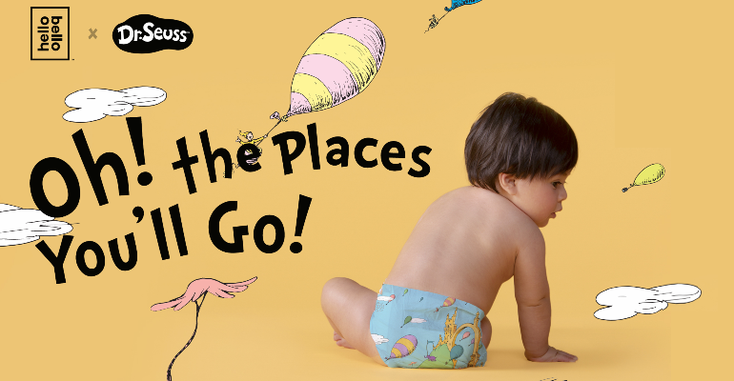 Promotional image for the Hello Bello and "Oh the Places You'll Go" collaboration