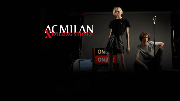 Promotional image for the AC Milan x Rolling Stones collection. Promotional image for the AC Milan x Rolling Stones collection.