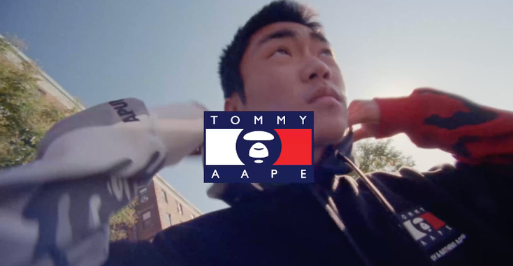 Promotional image for the collaboration between Tommy Hilfiger and A Bathing Ape