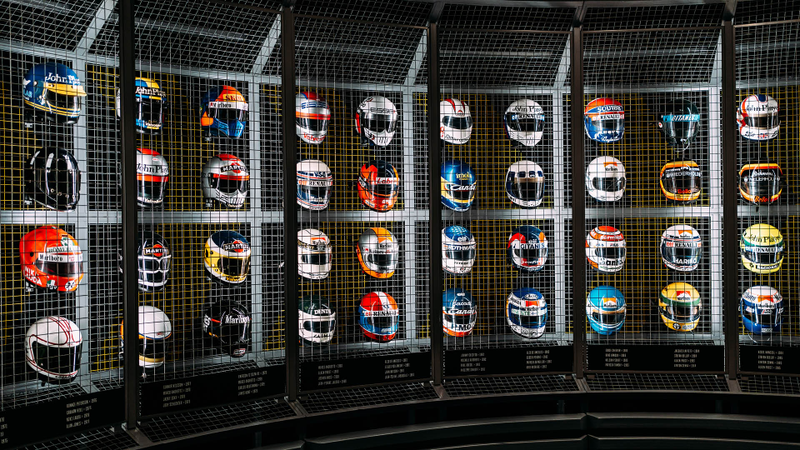 Formula 1 Exhibition - Drivers and Duels, Helmet wall Formula 1 Exhibition - Drivers and Duels, Helmet wall