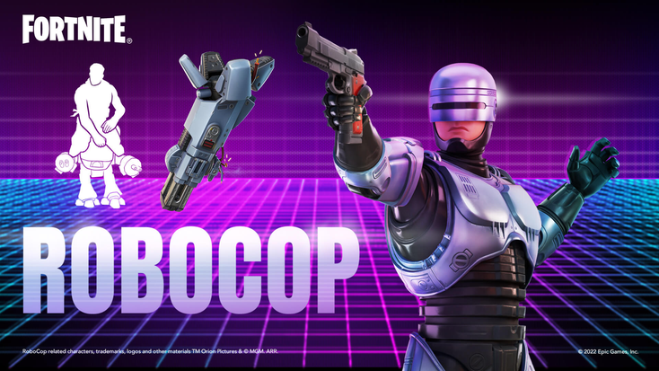 The "RoboCop" uniform and accessories available in-game for "Fortnite." The "RoboCop" uniform and accessories available in-game for "Fortnite."