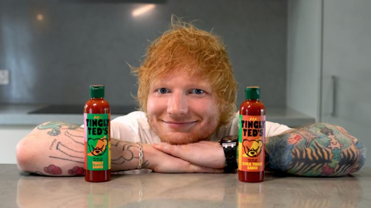Ed Sheeran with his sauce.