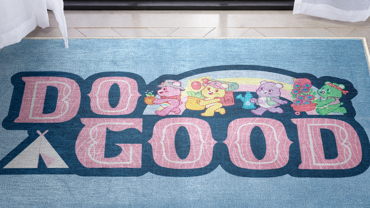 The "Do Good" Care Bears rug. The "Do Good" Care Bears rug.