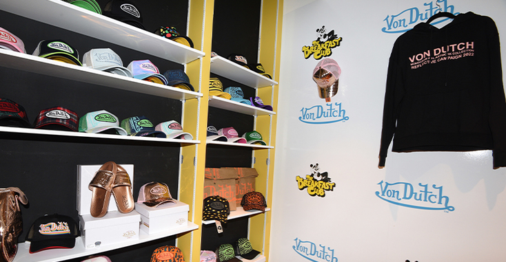 Von Dutch merchandise on display at The Breakfast Club Von Dutch merchandise on display at The Breakfast Club