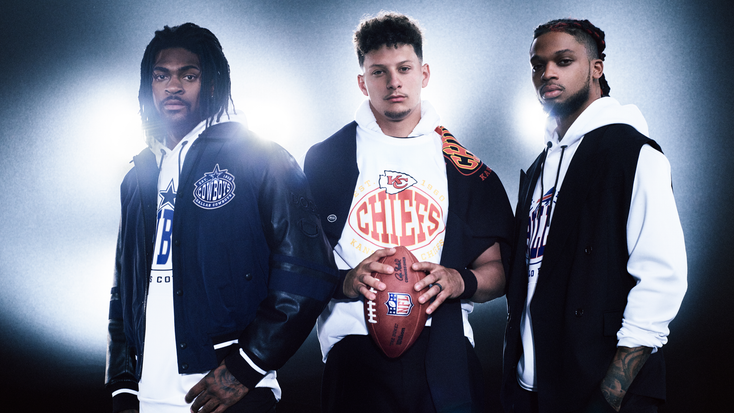 (From L to R): Trevon Diggs, Patrick Mahomes and Damar Hamlin in the expanded BOSS x NFL collection.