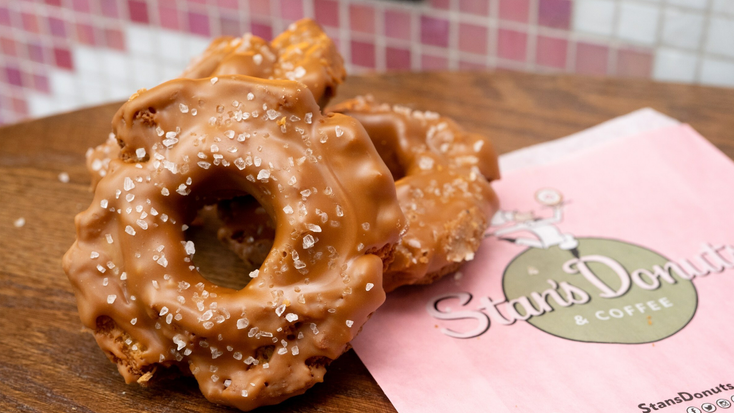 The Salted Caramel Old Fashioned Donut with Morton Coarse Sea Salt. The Salted Caramel Old Fashioned Donut with Morton Coarse Sea Salt.