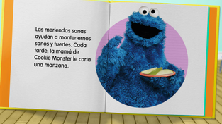 Cookie Monster in a storybook.