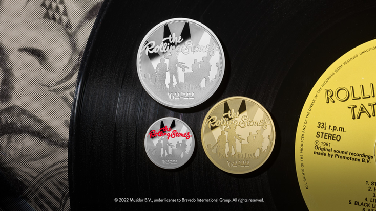All three Rolling Stones Royal Mint Coins. 