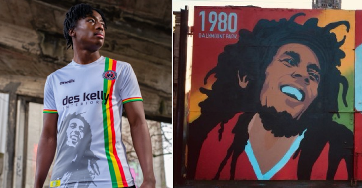 The Bob Marley jersey, which will be worn by Bohemian FC during away games this season.