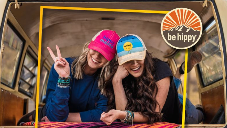 Models wearing Be Hippy hats. Models wearing Be Hippy hats.