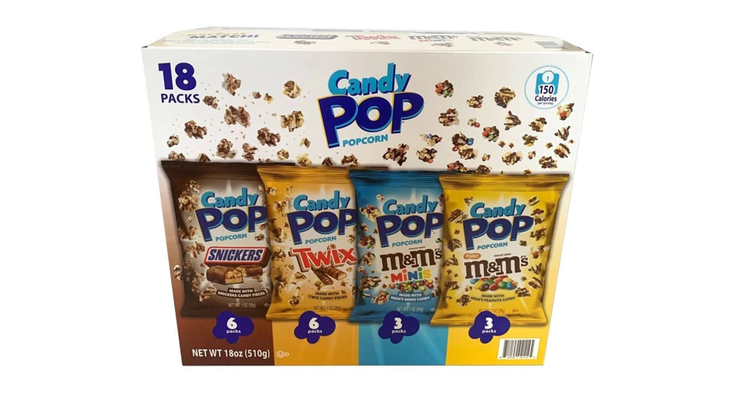 Candy Pop popcorn, featuring Twix. Snickers and M&M flavors. Candy Pop popcorn, featuring Twix. Snickers and M&M flavors.
