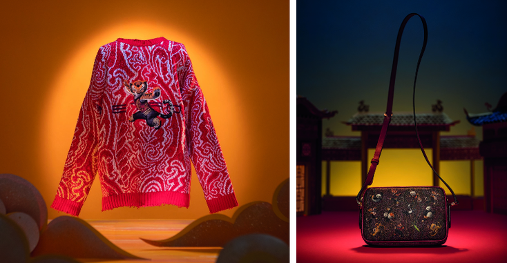 A sweatshirt and handbag from the "Kung Fu Panda" Chinese New Year collaboration 