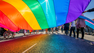 Pride rainbow parachute, Arctic-Images, Getty Images