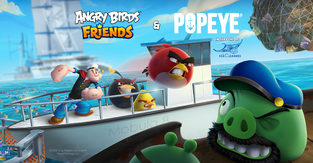 Angry Bird characters dressed as "Popeye" characters 
