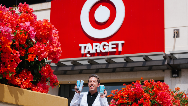 Hyram Yarbro with his products outside a Target location. Hyram Yarbro with his products outside a Target location.