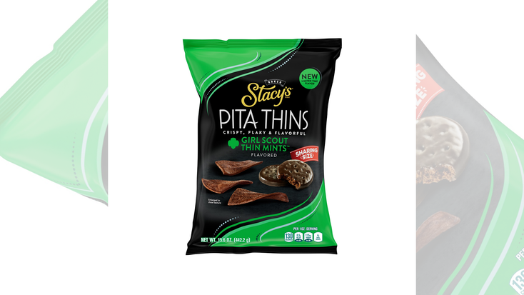 Stacy’s Girl Scout Thin Mints Flavored Pita Thins. Stacy’s Girl Scout Thin Mints Flavored Pita Thins.