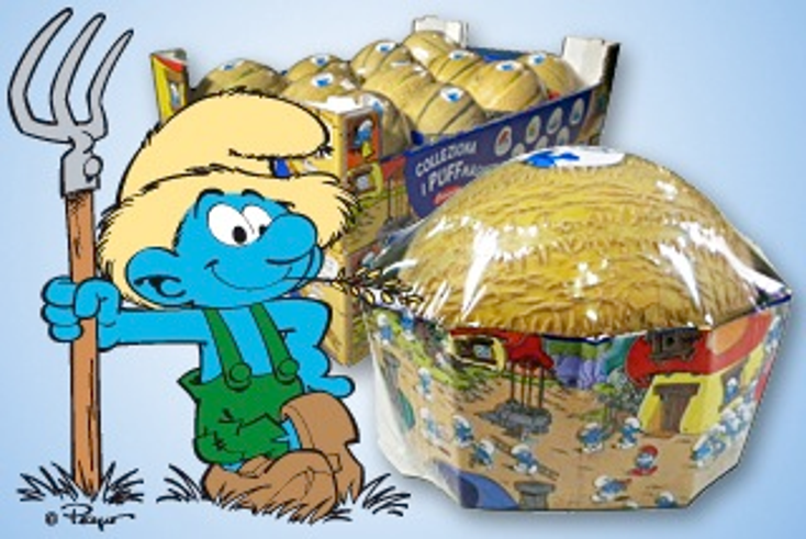 Smurfs Sell Melons in Italy