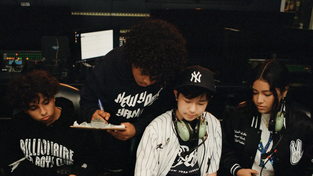 Models wearing the Billionaire Boys Club and New York Yankees.