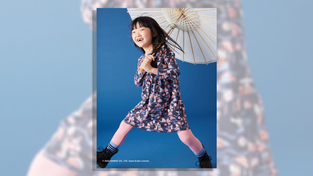 Model wearing a dress from the Sanrio and Tea Collection collaboration.