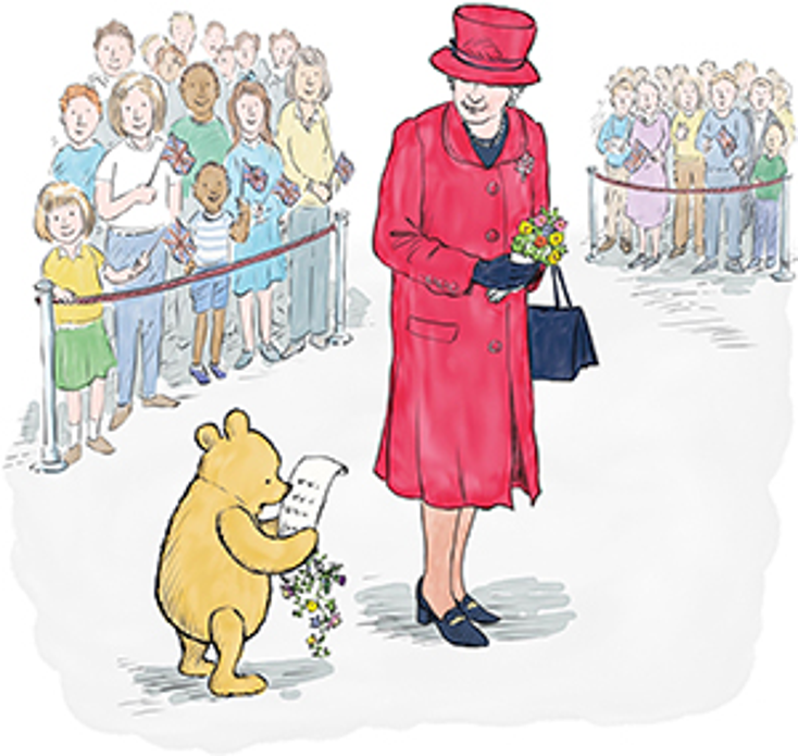 Pooh Fetes 90 Years with the Queen