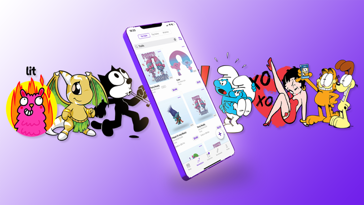 Featured characters fans can choose from for digital collectables including Betty Boop, The Smurfs and Felix the Cat. Featured characters fans can choose from for digital collectables including Betty Boop, The Smurfs and Felix the Cat.