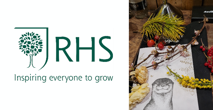The Royal Horticultural Society logo alongside elements from the spirits The Royal Horticultural Society logo alongside elements from the spirits