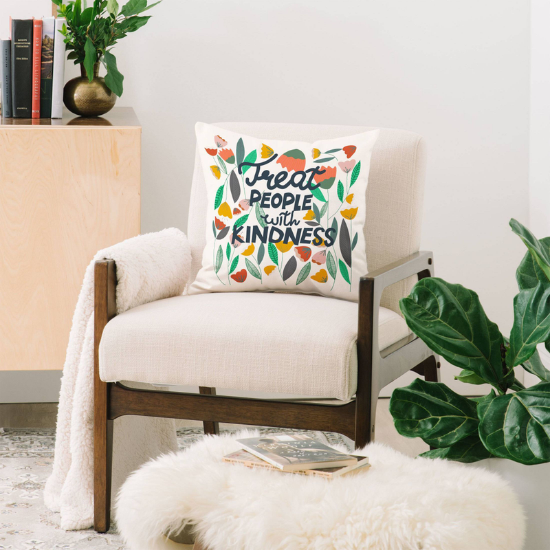 Throw pillow designed by Oris Eddu reading Throw pillow designed by Oris Eddu reading