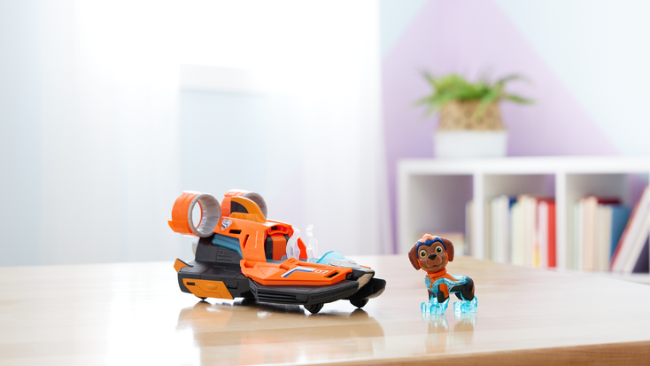 A Mighty Movie Themed Vehicle featuring Zuma from "Paw Patrol."
