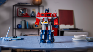 The Lego Transformers Optimus Prime set, displayed in robot mode.