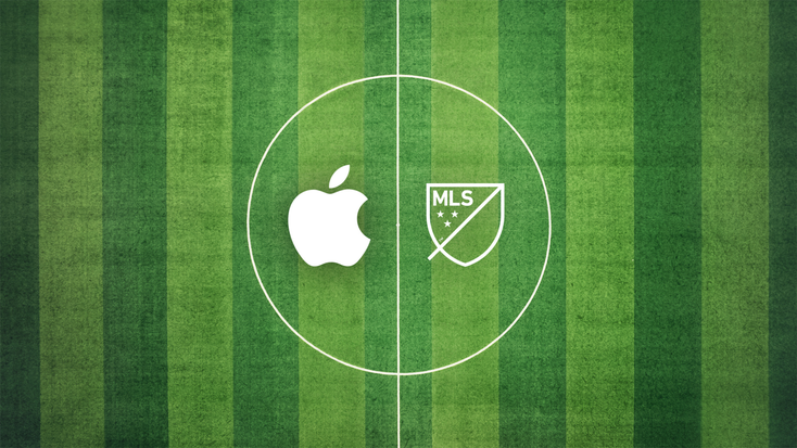 Apple and Major League Soccer logos, respectively. Apple and Major League Soccer logos, respectively.