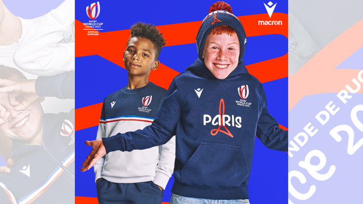 Kids apparel from the 2023 Rugby World Cup Macron collection. Kids apparel from the 2023 Rugby World Cup Macron collection.