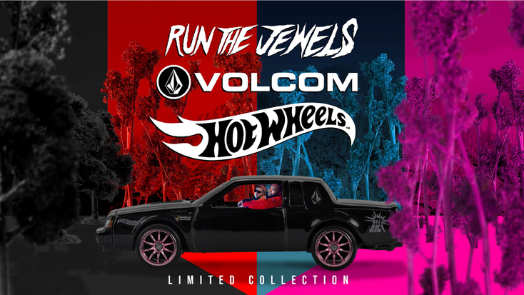 Promotional image for Hot Wheels x Volcom x Run The Jewels. Promotional image for Hot Wheels x Volcom x Run The Jewels.
