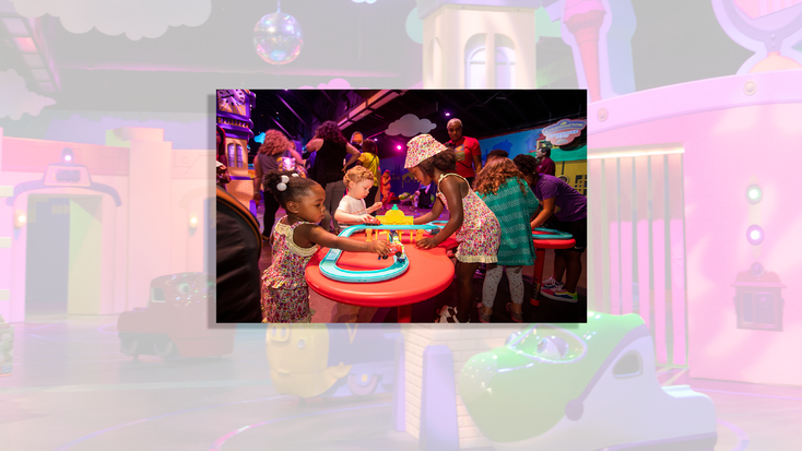Kids at the "Chuggington" immersive attraction. Kids at the "Chuggington" immersive attraction.