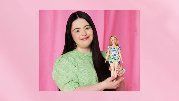 Ellie Goldstein with Barbie Doll with Down Syndrome