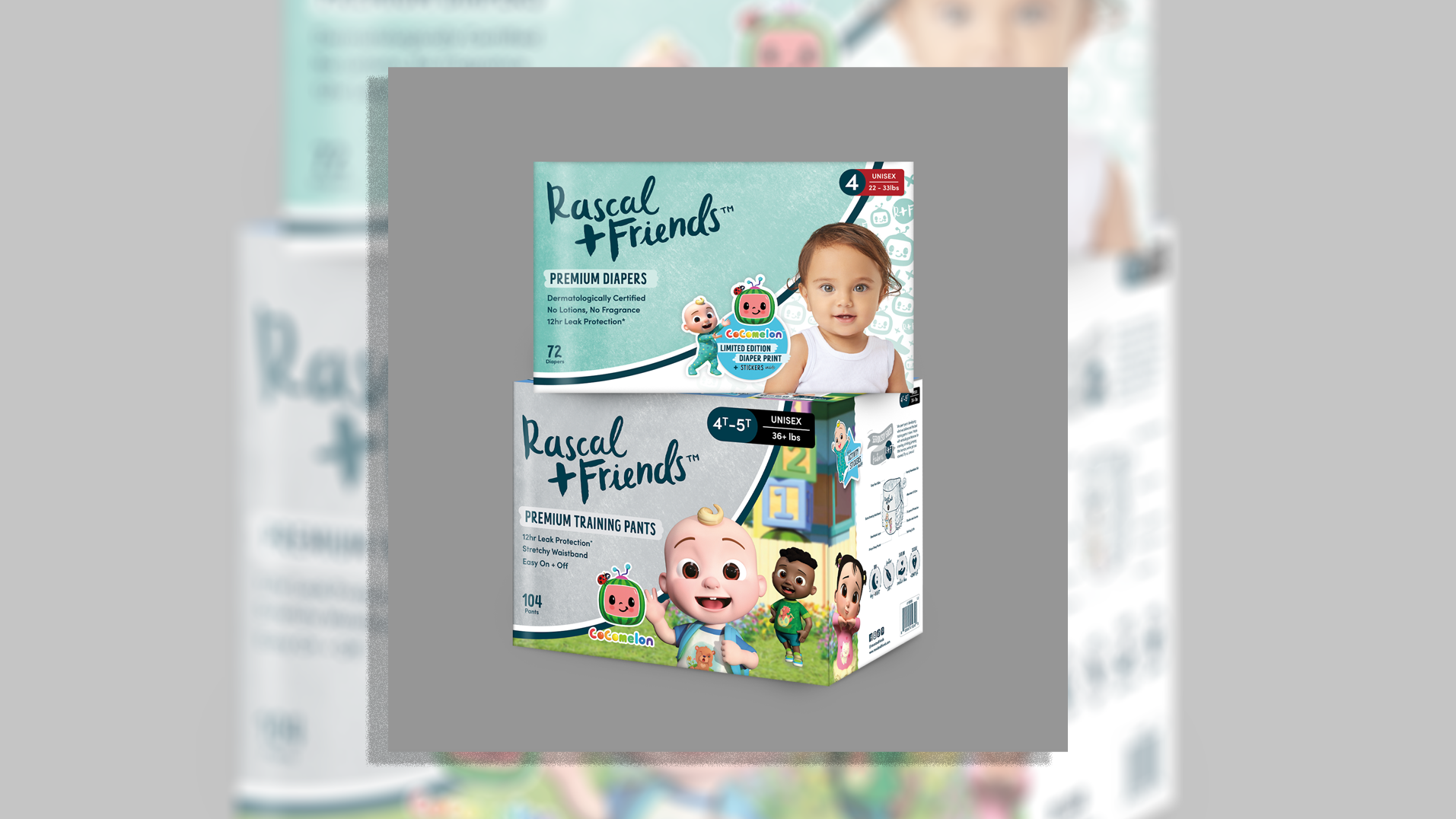 Rascal + Friends Premium Diapers, Size 3, 364 Count