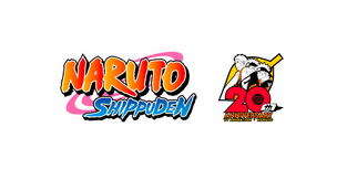 The Naruto Shipudden logo alongside a special-edition Naruto logo celebrating the 20th anniversary of the show