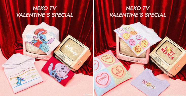 Shirts and accessories from Very Neko's Valentine's Day collections