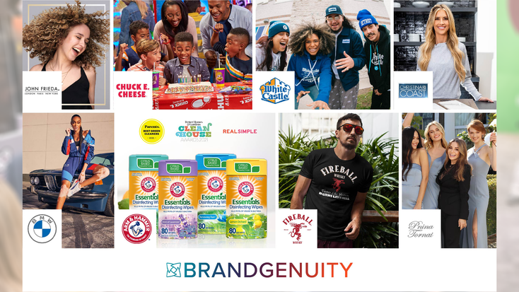 Some brands that Brandgenuity represents, including White Castle, Fireball, and Pnina Tornai. Some brands that Brandgenuity represents, including White Castle, Fireball, and Pnina Tornai.
