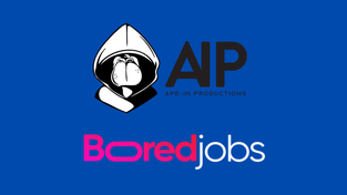 Promotional image for BoredJobs.com and Ape-In Productions.