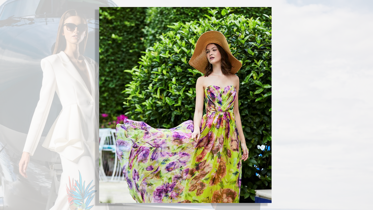Models wearing Badgley Mischka apparel. Models wearing Badgley Mischka apparel.