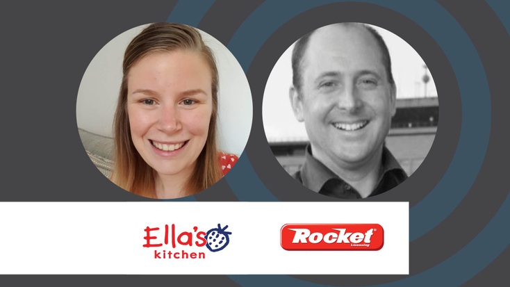 Zoe Batt, product manager, Ella’s Kitchen, and Charlie Donaldson, joint managing director, Rocket Licensing