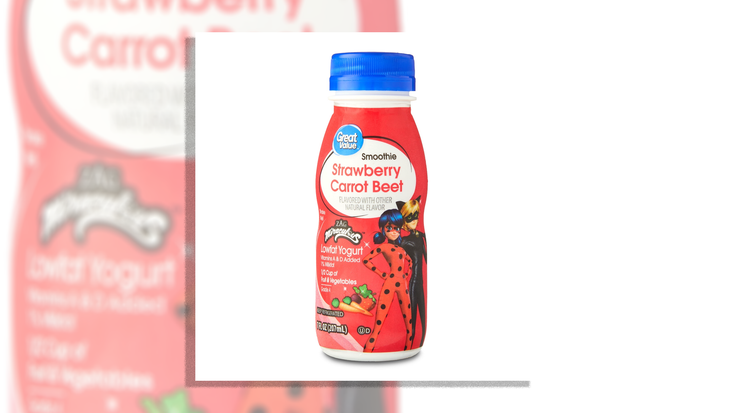 “Miraculous” characters on Walmart’s Great Value Low-Fat Yogurt. “Miraculous” characters on Walmart’s Great Value Low-Fat Yogurt.