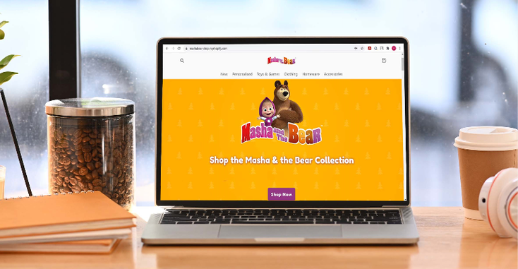 A screengrab from the "Masha & The Bear" e-commerce website A screengrab from the "Masha & The Bear" e-commerce website