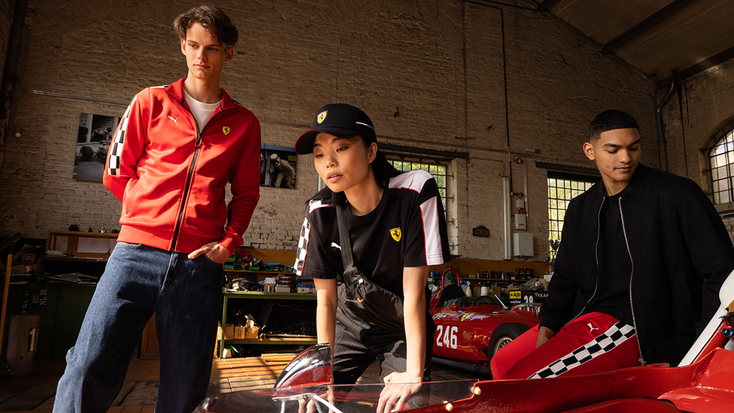 Models wearing the Scuderia Ferrari and PUMA collection.