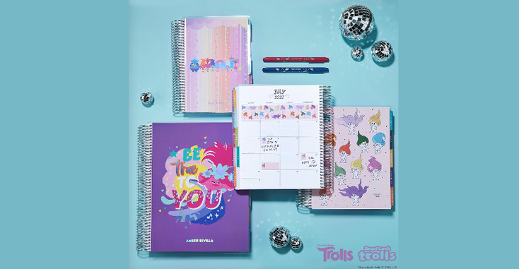The Erin Condren and "Trolls" collection, which includes planners, notebooks and accessories
