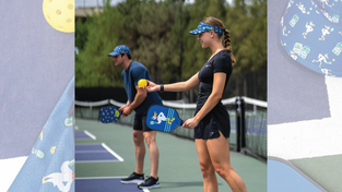 Pickleball players wearing the Vlasic Sprints collection. 